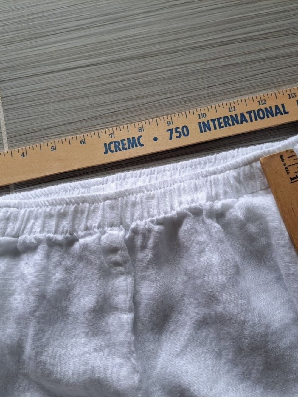 Et' Lois White Linen Drawstring Pants Ruched Hem Elastic Pull On Waistband S - Picture 10 of 11